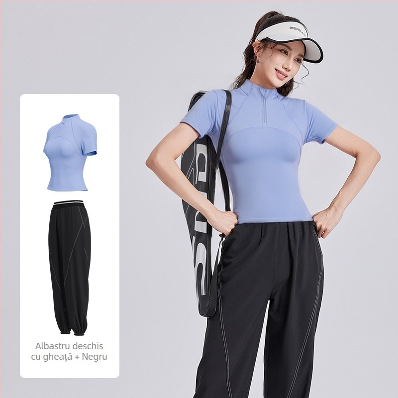 Set outdoor pentru femei – costum de alergare respirabil modelator, primăvară-toamnă, Top 88% poliester, Pantaloni 94% poliester, Captuseala: spandex (Top 12%, Pantaloni 6%), Lansare primăvara 2025