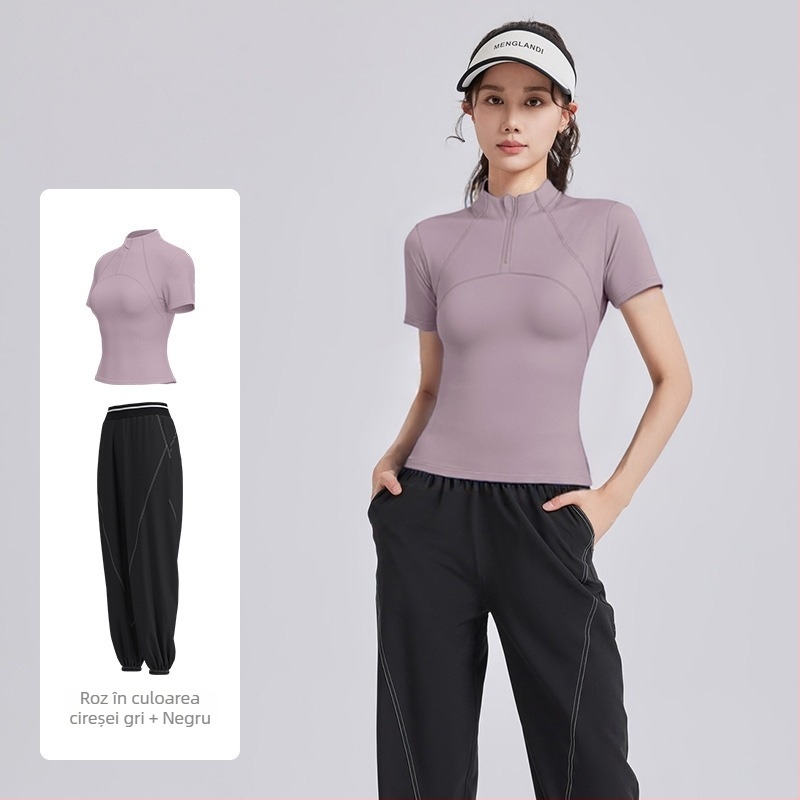 Set outdoor pentru femei – costum de alergare respirabil modelator, primăvară-toamnă, Top 88% poliester, Pantaloni 94% poliester, Captuseala: spandex (Top 12%, Pantaloni 6%), Lansare primăvara 2025