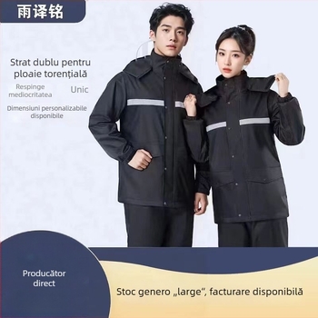 Set de pelerină de ploaie și pantaloni, design despărțit, material Oxford, strat PVC impermeabil, pentru adulți, pentru plimbări în aer liber