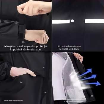 Set de pelerină de ploaie și pantaloni, design despărțit, material Oxford, strat PVC impermeabil, pentru adulți, pentru plimbări în aer liber