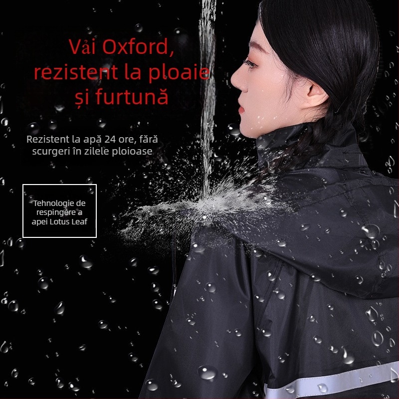 Set de pelerină de ploaie și pantaloni, design despărțit, material Oxford, strat PVC impermeabil, pentru adulți, pentru plimbări în aer liber