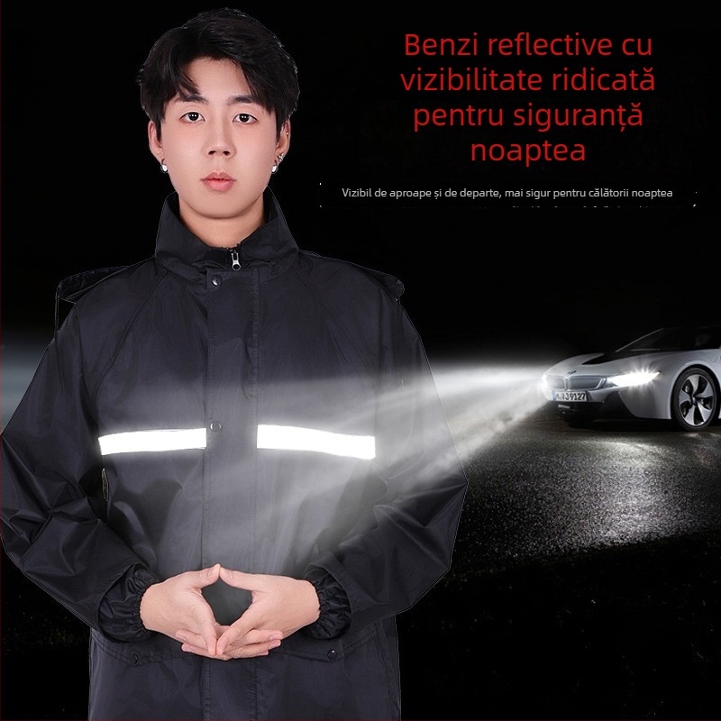 Set de pelerină de ploaie și pantaloni, design despărțit, material Oxford, strat PVC impermeabil, pentru adulți, pentru plimbări în aer liber