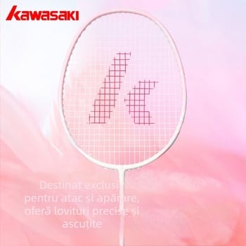 Kawasaki 4U Rachetă badminton, Cadru din carbon compozit, Fire de nylon, Lungime 675 mm, Greutate 80–84 g, Prindere G5