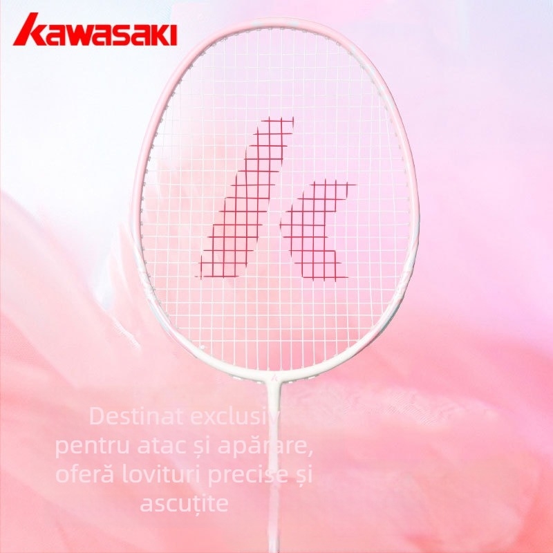 Kawasaki 4U Rachetă badminton, Cadru din carbon compozit, Fire de nylon, Lungime 675 mm, Greutate 80–84 g, Prindere G5