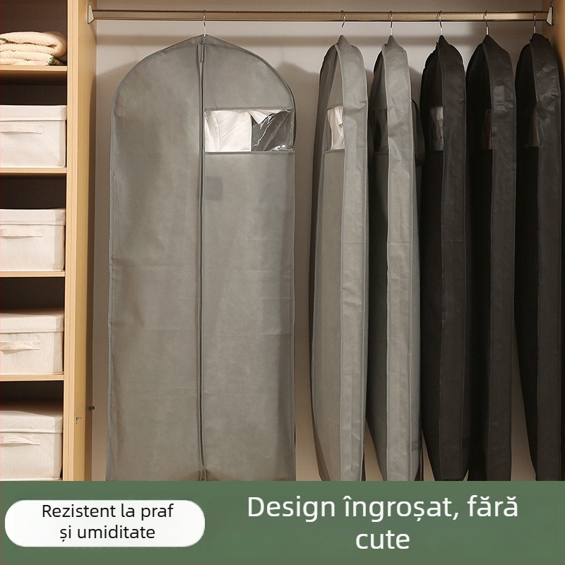 Set de protecție împotriva prafului pentru haine cu fereastră transparentă, stil simplu-modern; PEVA; pentru costum, palton, gecă cu puf și rochie de mireasă; protecție împotriva prafului și umezelii; pentru depozitare în călătorii sau dormitor.