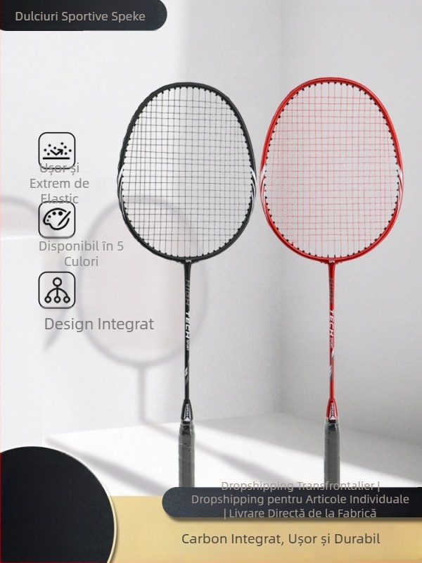 Speke rachetă badminton din fibră de carbon – ultra-ușoară, profesională ofensivă, cap drept, greutate 80–84 g, priză G5, șnur Fiber Silk