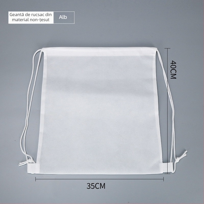 Rucsac din material netesut cu șnur, țesătură spunbond, imprimare prin transfer termic, personalizabil
