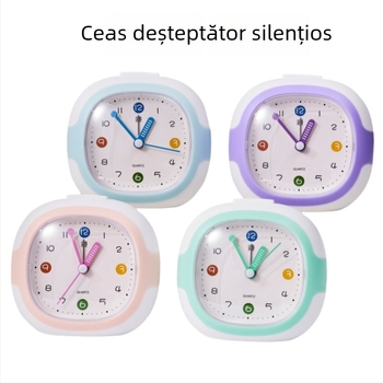 Ceas deșteptător pentru copii – afișaj analog și digital, silențios, mișcare cu secundă lină, alimentare cu baterie uscată, carcasă din plastic