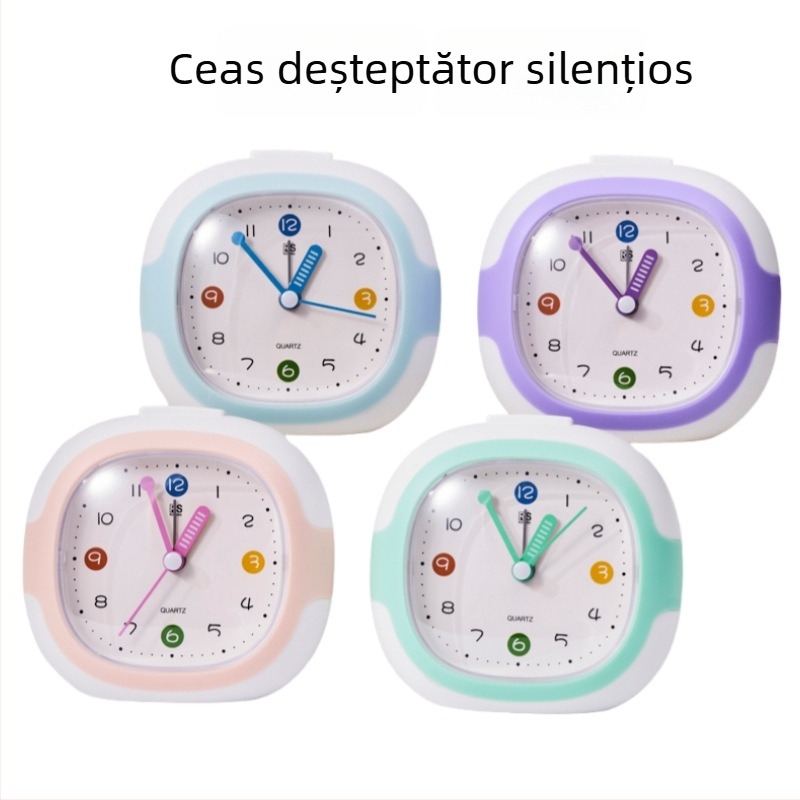 Ceas deșteptător pentru copii – afișaj analog și digital, silențios, mișcare cu secundă lină, alimentare cu baterie uscată, carcasă din plastic