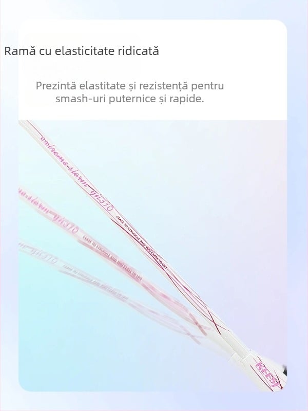 Rachetă de badminton – Cadru din fibră de carbon, greutate 85–89 g, lovitură directă, potrivită pentru începători