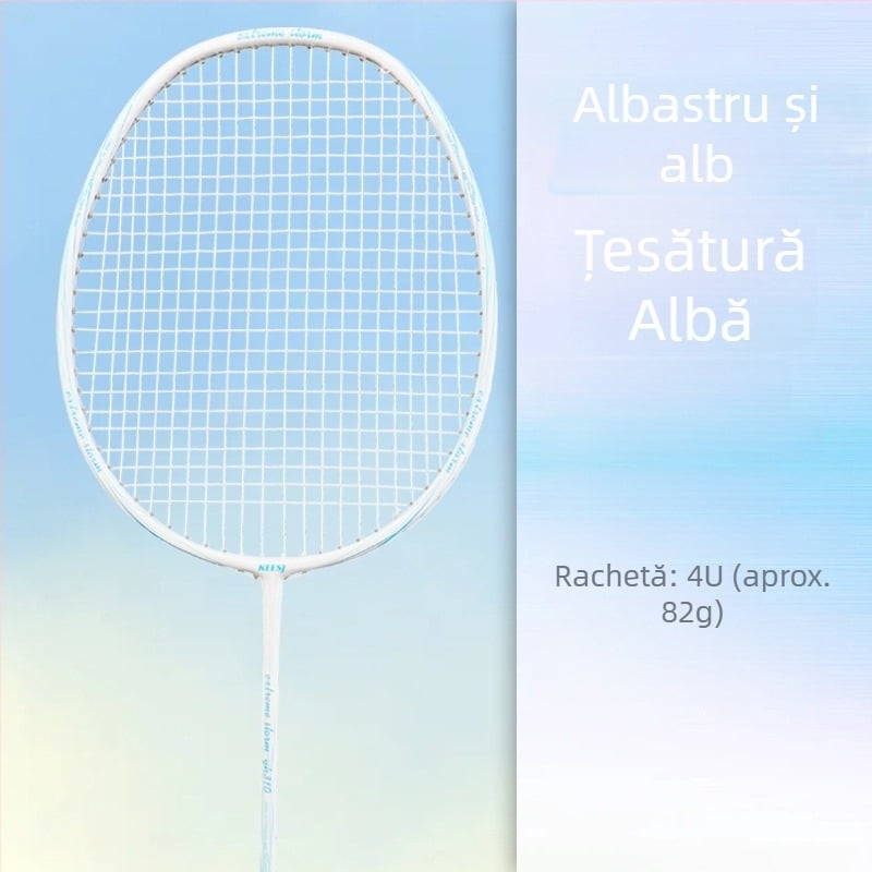 Rachetă de badminton – Cadru din fibră de carbon, greutate 85–89 g, lovitură directă, potrivită pentru începători