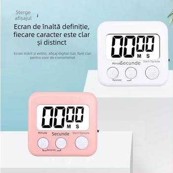 Kaitai KT temporizator digital cu alarmă și cronograf, afișaj LED, alimentare cu baterie, ABS carcasă, formă dreptunghiulară