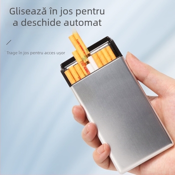 Caseretă metalică pentru țigări, ultra-subțire, capac glisant, 20 țigări, stil modern minimalist