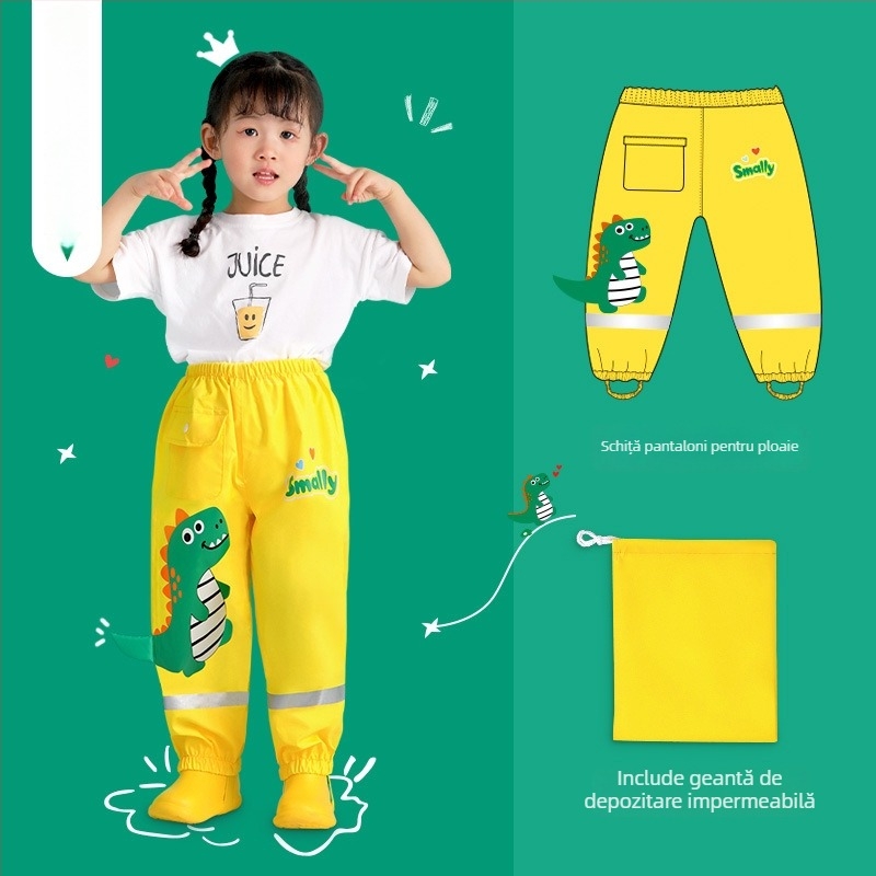 Pantaloni de ploaie pentru copii - țesătură Oxford impermeabilă, strat PU, imprimare logo disponibil