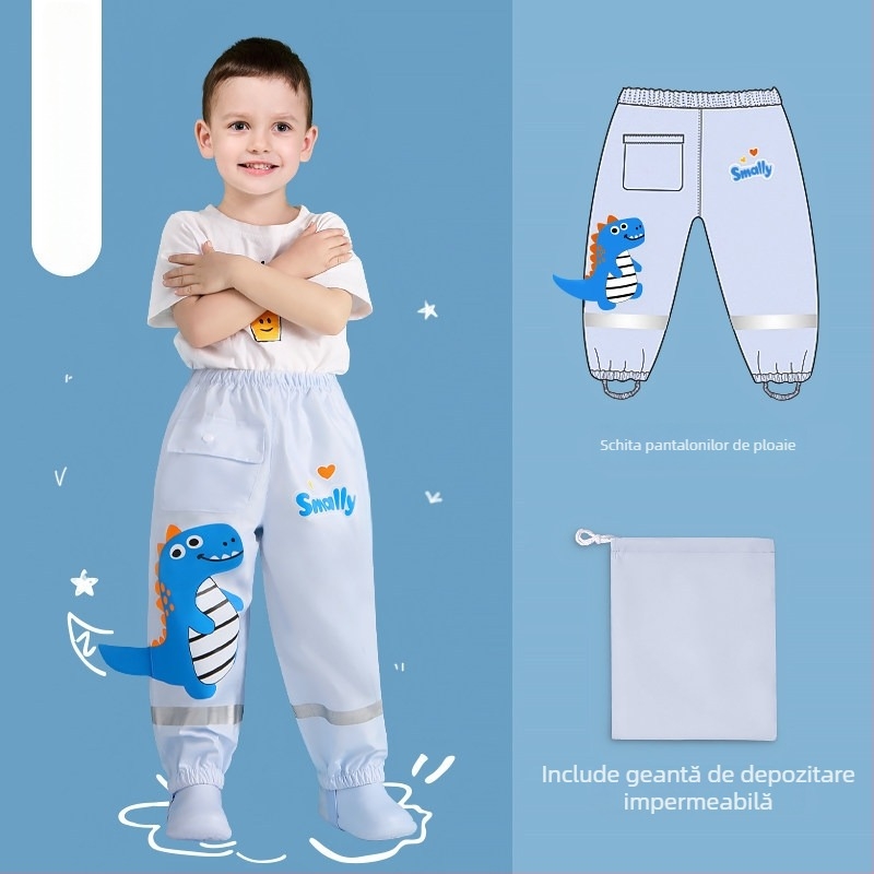 Pantaloni de ploaie pentru copii - țesătură Oxford impermeabilă, strat PU, imprimare logo disponibil