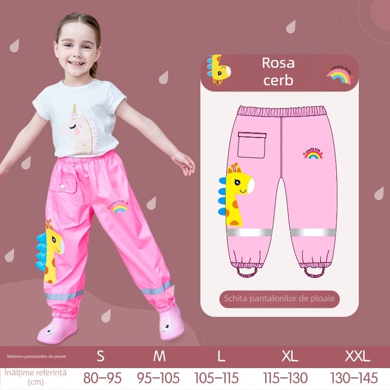 Pantaloni de ploaie pentru copii - țesătură Oxford impermeabilă, strat PU, imprimare logo disponibil