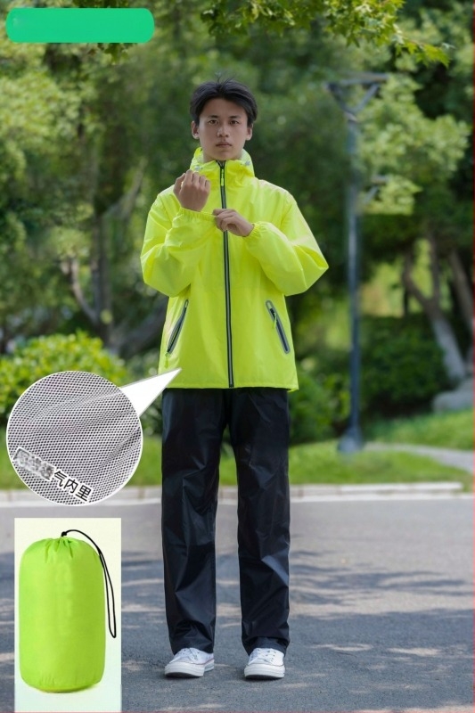 Set Huijia de palto și pantaloni de ploaie, ultra-subțire din taftă, strat PU impermeabil, pentru motocicletă/e-bike, tip divizat