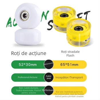 Skateboard FOXPRINE - aliaj de aluminiu, placă cu rocker dublu, utilizare universală, pentru începători