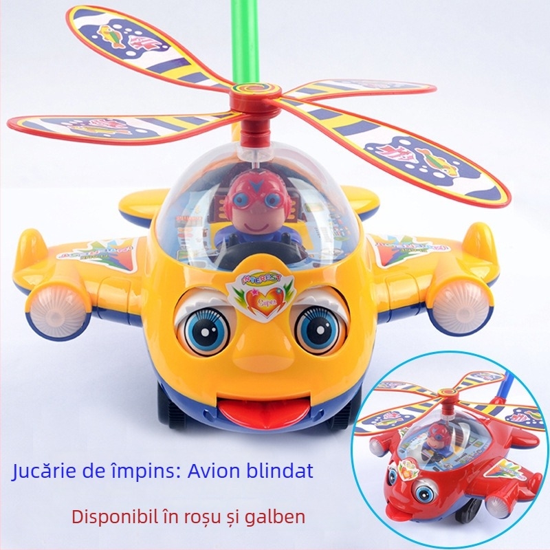 Jucărie de împins pentru bebeluși cu design cu o singură tijă, sonerie muzicală, jucărie interactivă din PVC pentru copii 4–6 ani