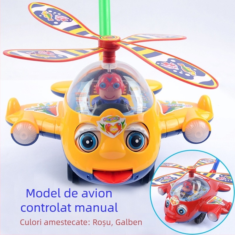 Jucărie de împins pentru bebeluși cu design cu o singură tijă, sonerie muzicală, jucărie interactivă din PVC pentru copii 4–6 ani