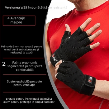 Mănuși de antrenament pentru fitness cu protecție a palmei – aderență anti-alunecare, poliester, pentru adulți, pentru fitness în aer liber și ciclism
