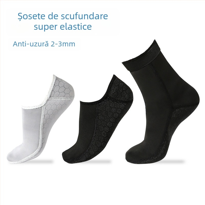Șosete de scufundare, 3 mm, SBR, țesătură ultra-elastică, stil flipper