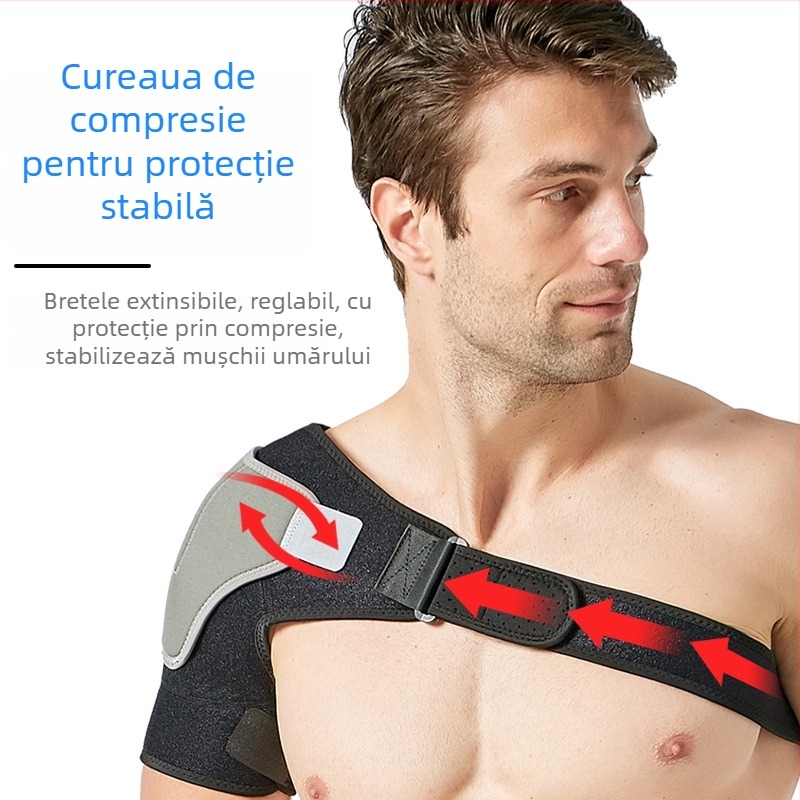 Bandă reglabilă de susținere a umărului – pentru adulți, volei, protecție împotriva întinderilor și dislocărilor, compresie și stabilitate (material: OK fabric; echipament de fitness; masaj pentru sănătate)