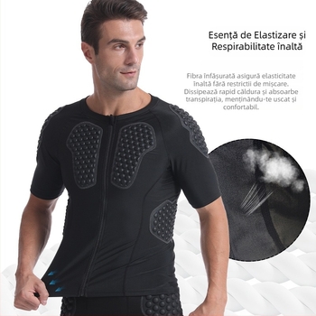 Top protector sportiv Morning Walk pentru rugby — protecție la umăr, torace și talie; material spandex