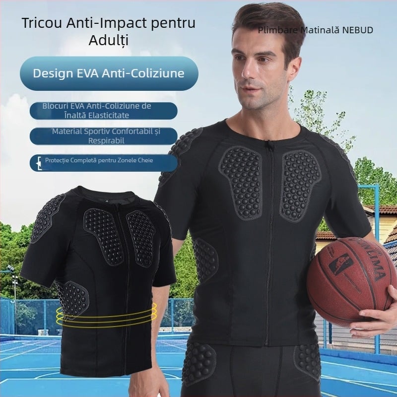 Top protector sportiv Morning Walk pentru rugby — protecție la umăr, torace și talie; material spandex