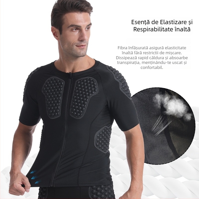 Top protector sportiv Morning Walk pentru rugby — protecție la umăr, torace și talie; material spandex