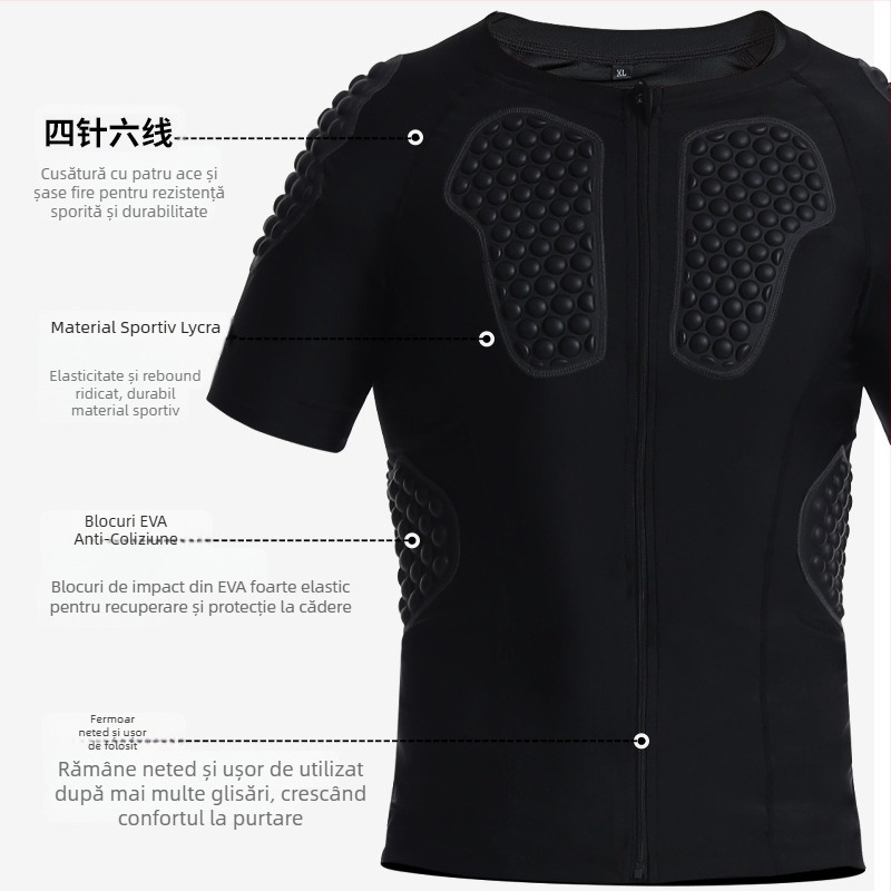 Top protector sportiv Morning Walk pentru rugby — protecție la umăr, torace și talie; material spandex