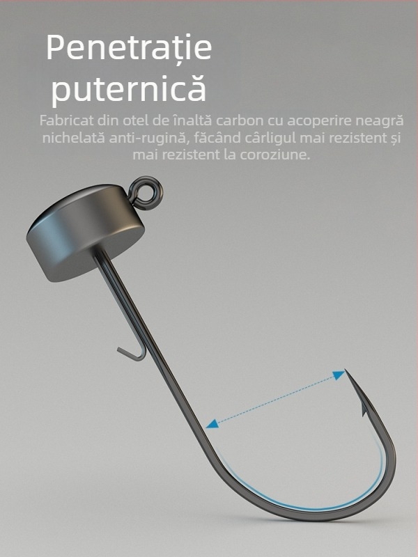 Ordinary Road Cârlig Ned cu cap de plumb, cu cârlig, pentru pescuit bass în rezervoare