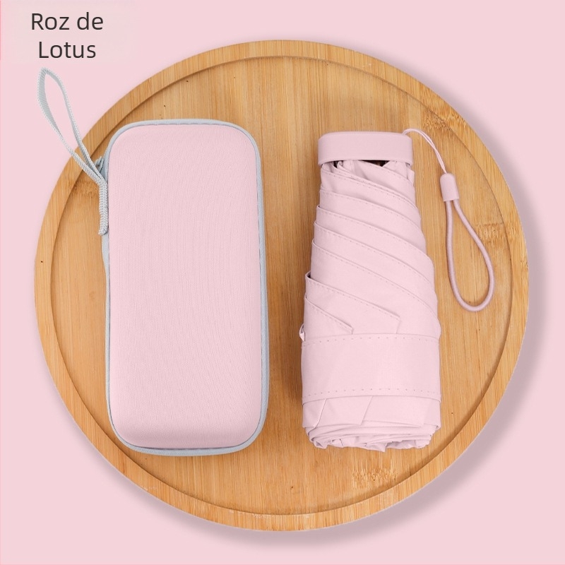 Umbrelă de soare și ploaie, cu cinci secțiuni, deschidere manuală, 6 brațe, UPF > 50, țesătură 210T