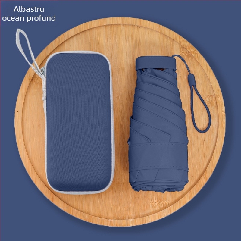 Umbrelă de soare și ploaie, cu cinci secțiuni, deschidere manuală, 6 brațe, UPF > 50, țesătură 210T