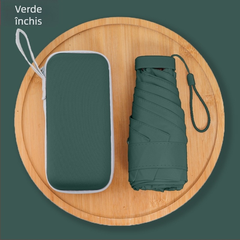 Umbrelă de soare și ploaie, cu cinci secțiuni, deschidere manuală, 6 brațe, UPF > 50, țesătură 210T