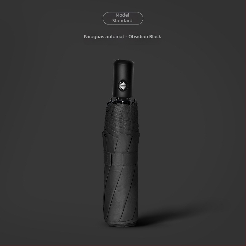 Umbrelă automată, pliabilă în trei, cu 8 brațe, husă din plastic, mâner din aluminiu