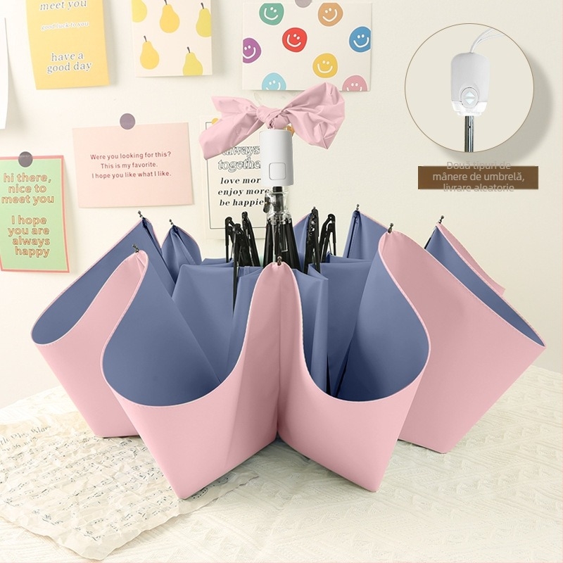 Ice Cream Color Series Umbrelă Pliabilă pentru Femei — Protecție UV, Dublă utilizare pentru soare și ploaie, Cadru din aliaj cu 8 brațe, 210T Poliester