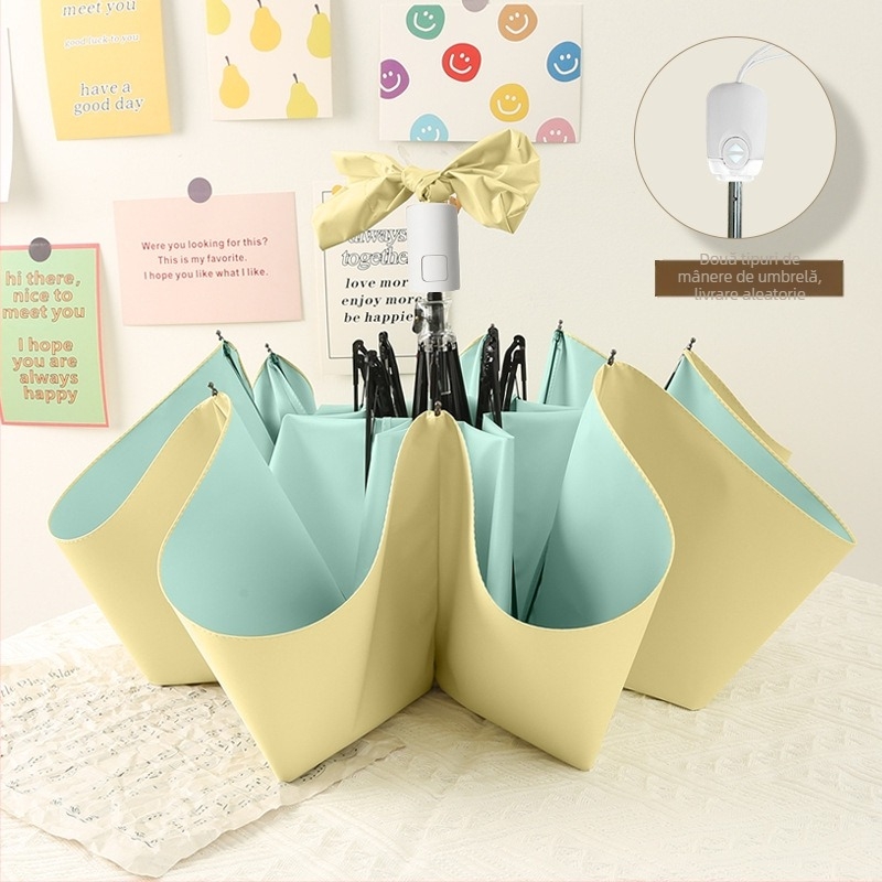 Ice Cream Color Series Umbrelă Pliabilă pentru Femei — Protecție UV, Dublă utilizare pentru soare și ploaie, Cadru din aliaj cu 8 brațe, 210T Poliester