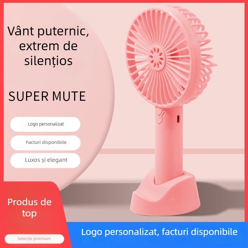 Ventilator portabil de exterior, USB reîncărcabil, silențios, 4 palete, 3 trepte de viteză