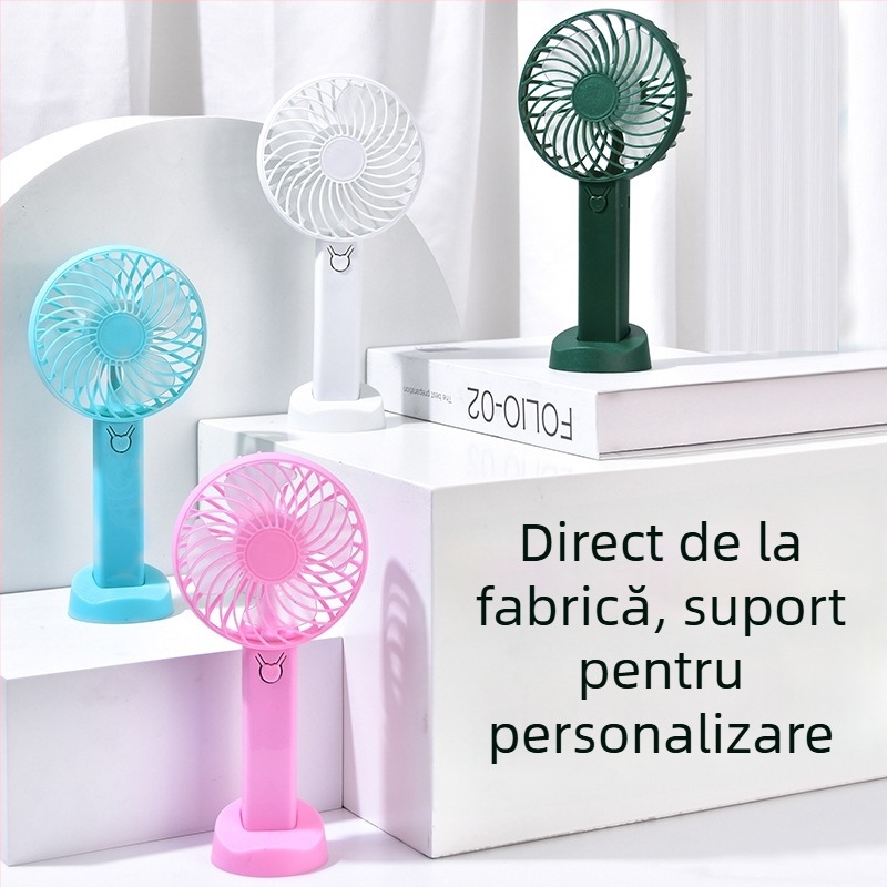 Ventilator portabil de exterior, USB reîncărcabil, silențios, 4 palete, 3 trepte de viteză