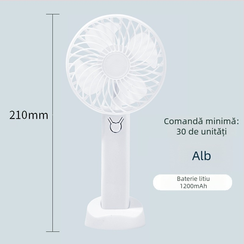 Ventilator portabil de exterior, USB reîncărcabil, silențios, 4 palete, 3 trepte de viteză