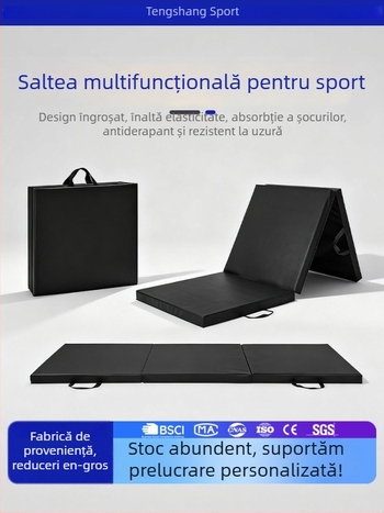 Covor pliabil de fitness din burete îngroșat, cu husă din pânză, pentru abdomene, calistenie, antrenament de dans și exerciții acasă (1 bucată)