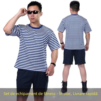 Set unisex de trening – amestec de bumbac, uscare rapidă, absorbție de umezeală, culoare solidă, vară, tricou și șorturi