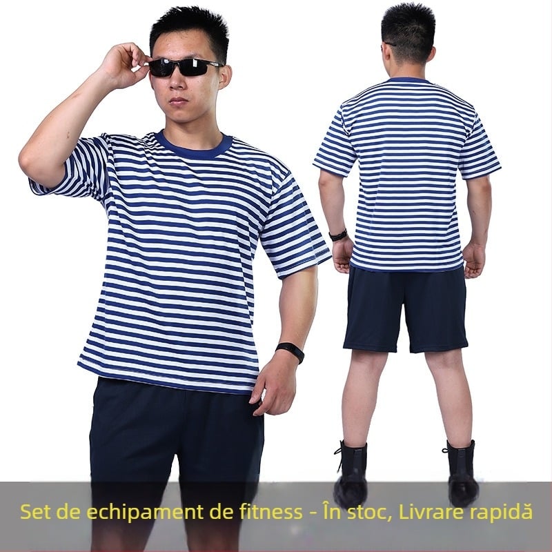 Set unisex de trening – amestec de bumbac, uscare rapidă, absorbție de umezeală, culoare solidă, vară, tricou și șorturi