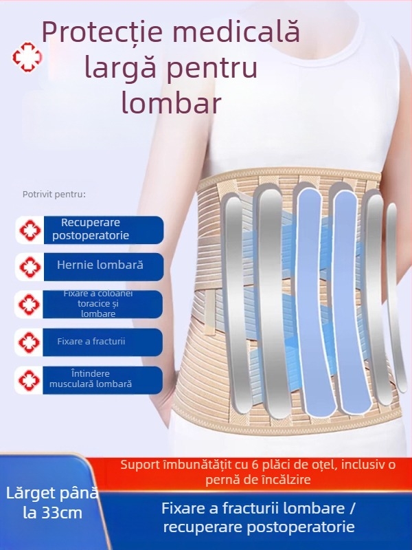 Protecție talie cu fixare lombosacrală și toracică, suport postoperator pentru fractură de comprimare a coloanei vertebrale, talie înaltă, material din fibre de poliester