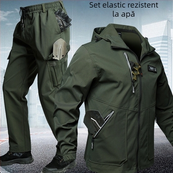 Set de lucru unisex, Camuflaj, Amestec din fibre chimice, Respirabil, Rezistent la uzură, Primăvară–Toamnă