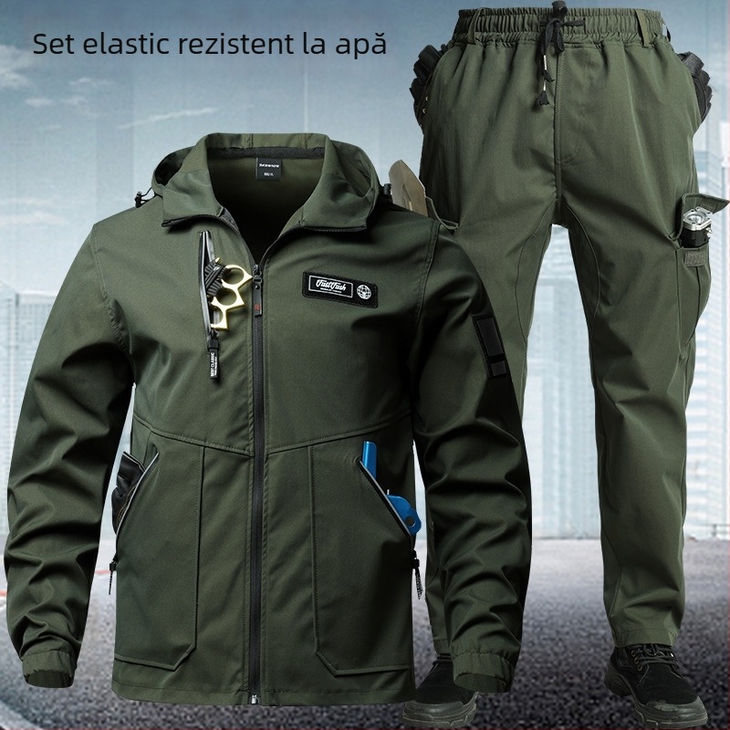 Set de lucru unisex, Camuflaj, Amestec din fibre chimice, Respirabil, Rezistent la uzură, Primăvară–Toamnă