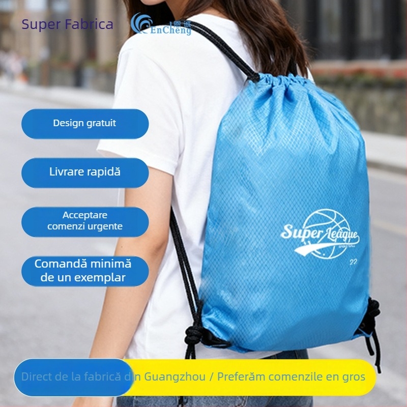 Rucsac cu șnur pentru sport - logo personalizat prin transfer termic, pânză Oxford, bretele duble.