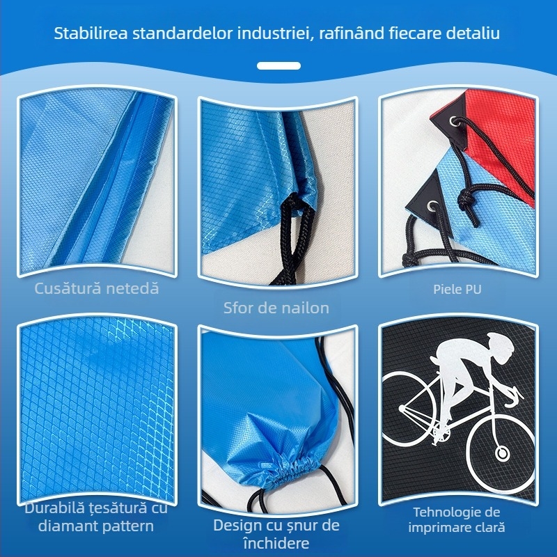 Rucsac cu șnur pentru sport - logo personalizat prin transfer termic, pânză Oxford, bretele duble.