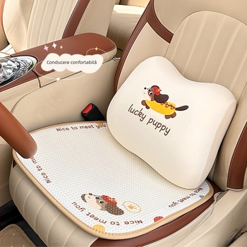 Acoperire pentru scaun auto - universală, stil desene animate, pentru toate anotimpurile, respirabil, suprafață Ice Silk, umplutură burete, stil plat